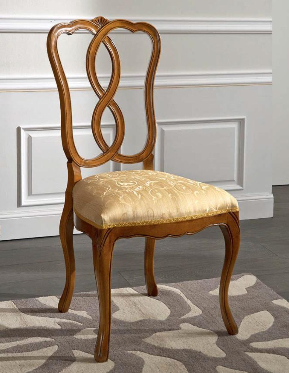 Luxueuze houten eetkamerstoel met design leuning van echt hout