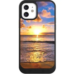 Nivocase Hülle für Apple iPhone 12 Handyhülle NIVOcore Case Schwarz Meer Sonnenuntergang Strand (Apple iPhone 12), Smartphone Hülle, Schwarz