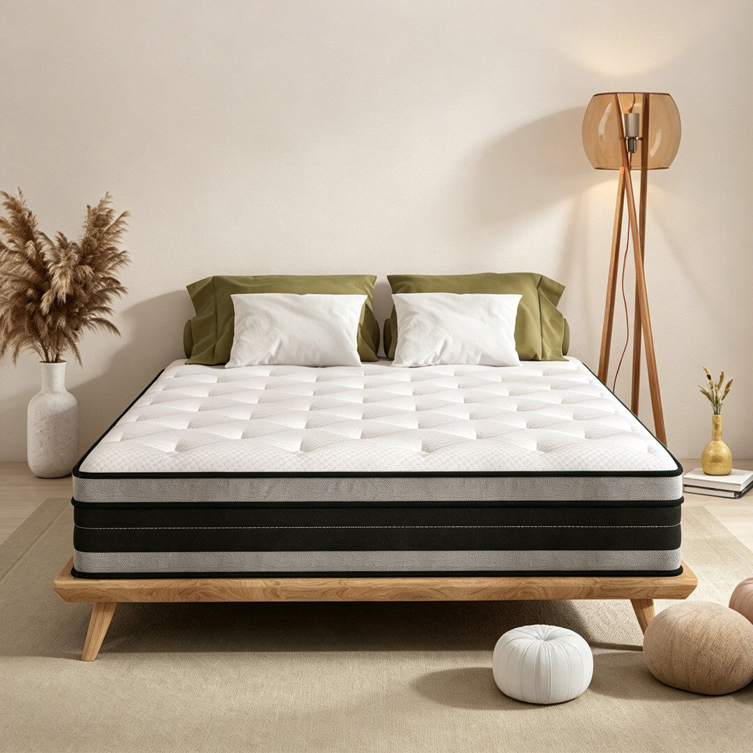 White Noise Gehrmann 26cm Medium Hybrid Sprung Mattress In A Box Pillow Top Mattresses Small Double (4')