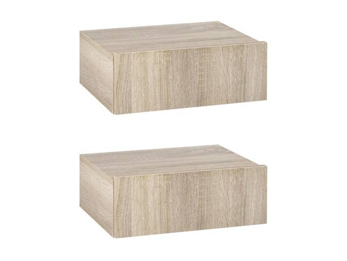 FSX Ensemble de 2 tables de chevet suspendues en bois design moderne 40x30x15 cm - Couleur bois