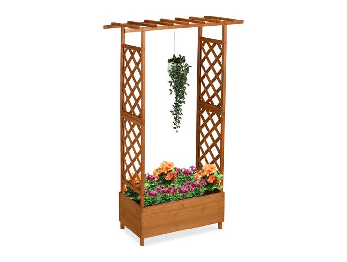 Blumenkasten mit Rankgitter & Dach Orange