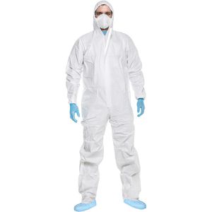 ACE-Instruments Schutzanzug CoverX, weiß, Größe L, mit Kapuze, Einweg-Overall, PSA-Kategorie 3 Typ 5/6