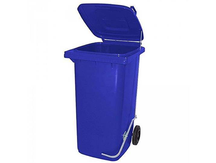 BRB 120 Liter Mülltonne/Müllgroßbehälter, mit Fußpedal für handfreie Bedienung (blau)