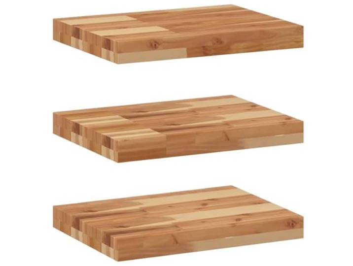 LASWWQMRF Schweberegal 3er Set 60x30x4 cm Akazie Massivholz Rechteckige Wandboards aus ölbehandeltem Echtholz für Wohnzimmer, Küche und Schlafzimmer. Schafft flexiblen Stauraum.