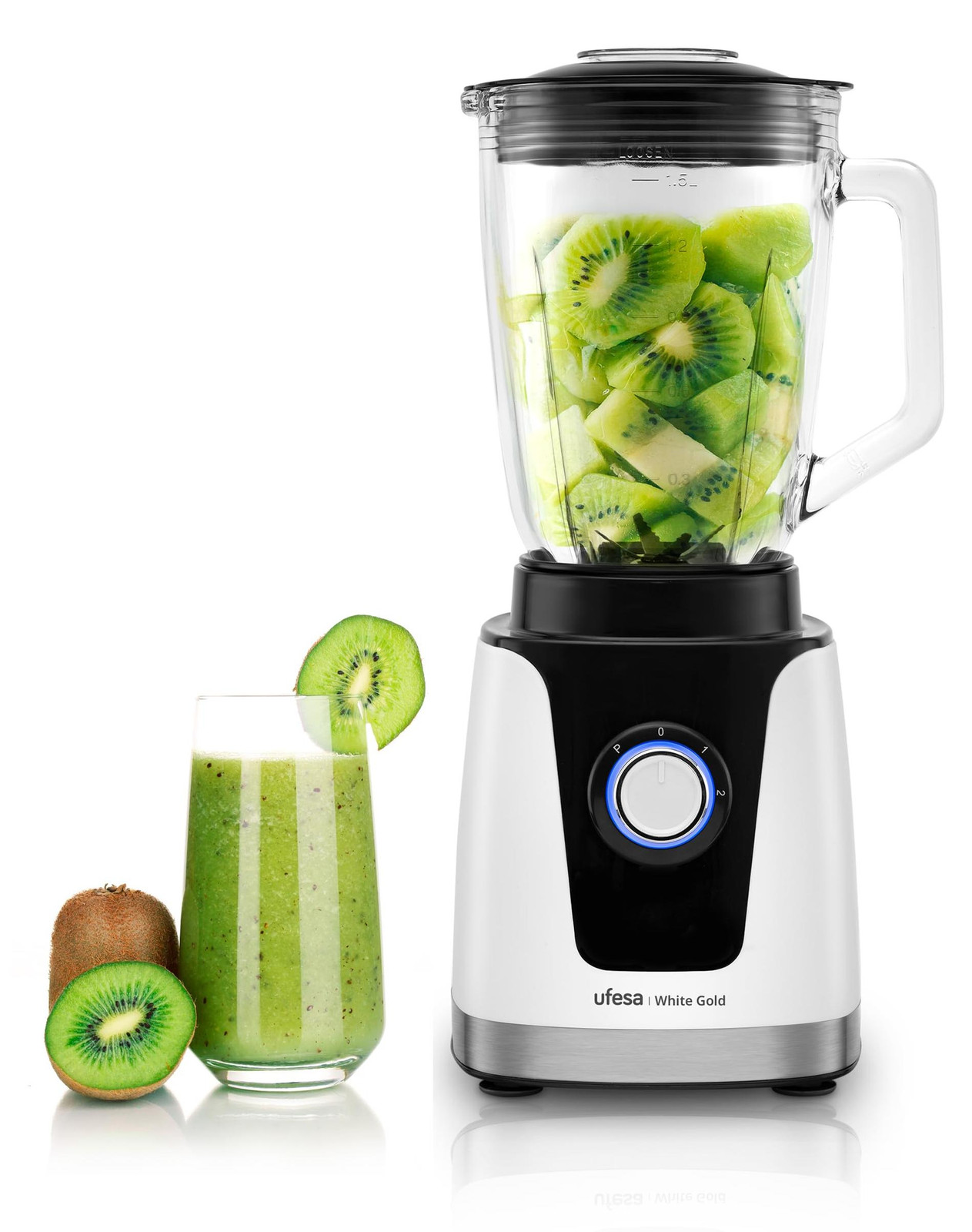 Ufesa Staande mixer 1500 W met ijscrusher, 1,5 liter, Zwart-Wit