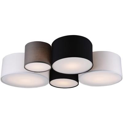 TRIO LEUCHTEN Deckenleuchte "Hotel", bunt, 5, H: 21,5cm, 1 Stk., Leuchten, Deckenlampe 5-flammig, mehrfarbige Stoffschirme (weiß, schwarz, grau), Deckenleuchte