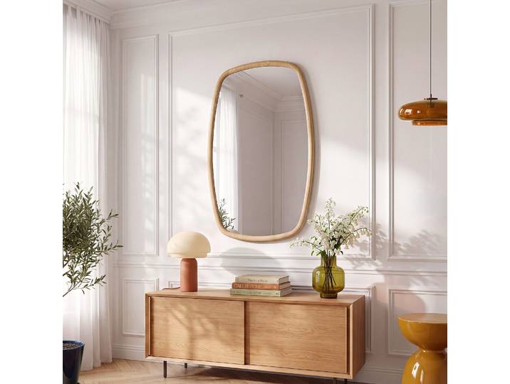 HABITAT - Miroir rectangulaire en bois finition chêne - 80 x 120 cm - Naturel - Ysao