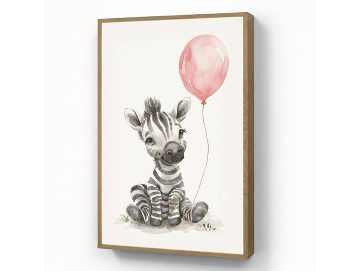 OnlyWow Wandleuchte MIT Akku Zebra - Baby - Tiere - Rosa Luftballon 60x90 cm, Weiß, Rechteckig, LED integrated, 60x90x8 cm, Lampen & Leuchten, Innenbeleuchtung, Wandleuchten