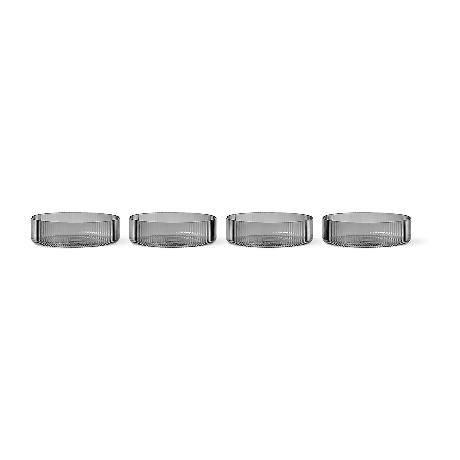 Ferm Living Ripple ontbijtschalen 4-pack smoked grey
