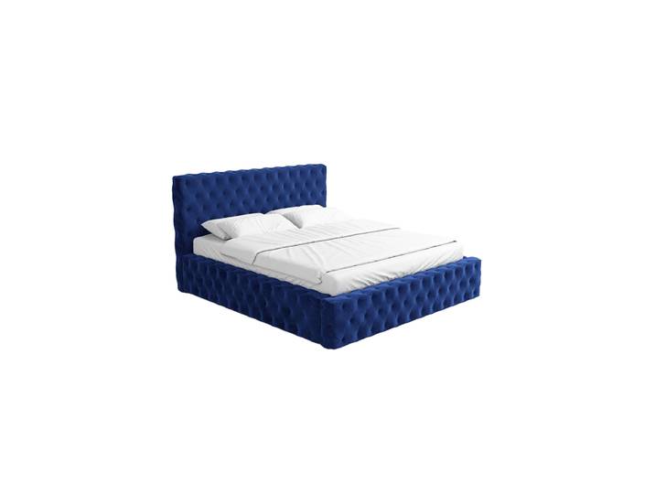 Design Polsterbett „Garbo“ mit Ablagefach, Samt Dunkelblau BLOOMINGLOFT Collection
