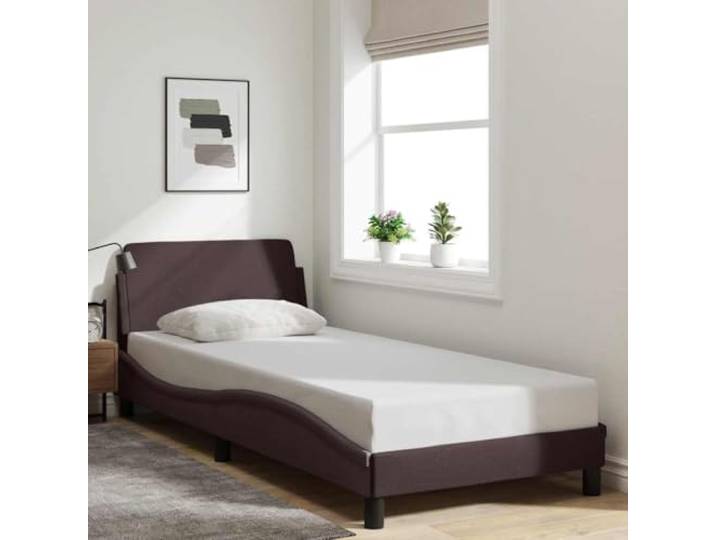 Strapazierfähiger Stoff Bettgestell mit Kopfteil Stabil 80 x 200 cm Braun Bettgestell Dover Dunkelbraun 80x200 cm Stoff mit Kopfteil Metall Lattenrost Stabil Modernes Design