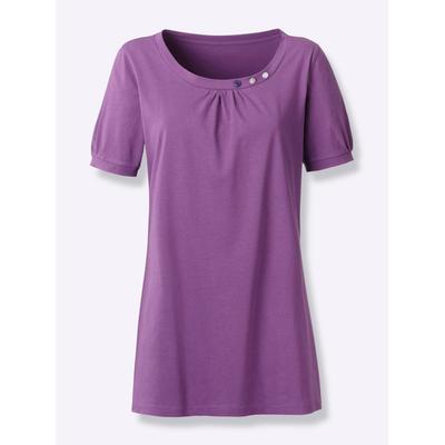 Longshirt CLASSIC BASICS "Longshirt", Damen, Gr. 50, lila, 100% Baumwolle, unifarben, Rundhals, Shirts Longshirt