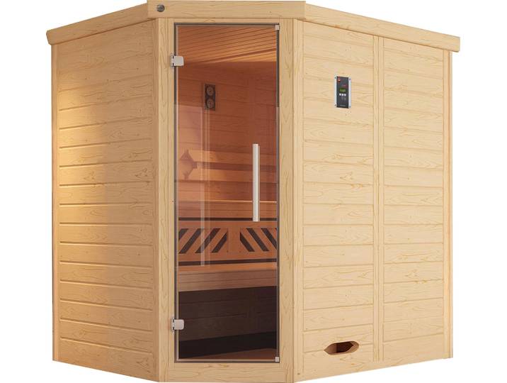 Sauna WEKA Kemi , beige (natur), Saunaofen, externe Steuerung, 7,5 kW, Saunen, Sauna, 7,5 kW-Ofen mit digitaler Steuerung