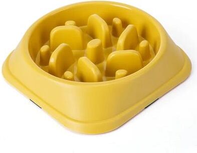 Inspired Finds Slow Feed Non Slip Puzzle Dog Bowl For Healthy Eating yellow