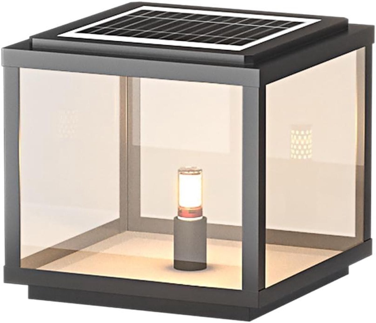 Zwarte LED Buitenlantaarn - Waterdichte Tuinlamp voor Terras en Tuin - Hoogte: 30 cm