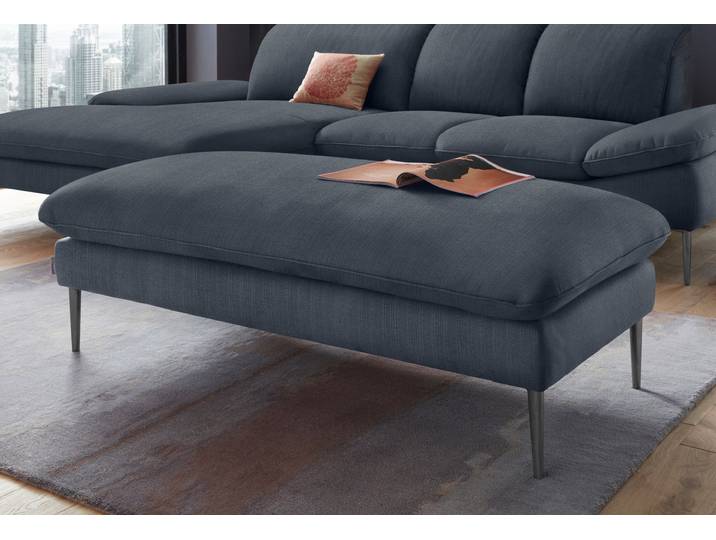 Hocker, Chenille-Flachgewebe, Blau, 151×71 cm, Konische Füße, Modern, W.SCHILLIG