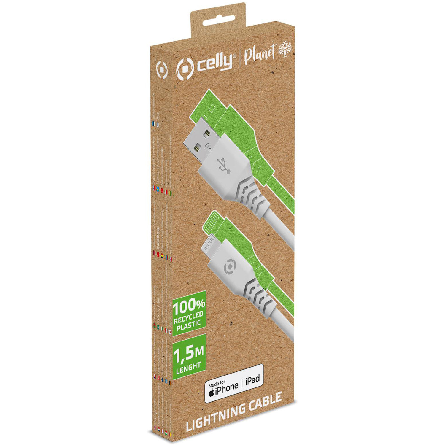 Celly USB-oplaadkabel GRSUSBLIGHTWH, 150 cm