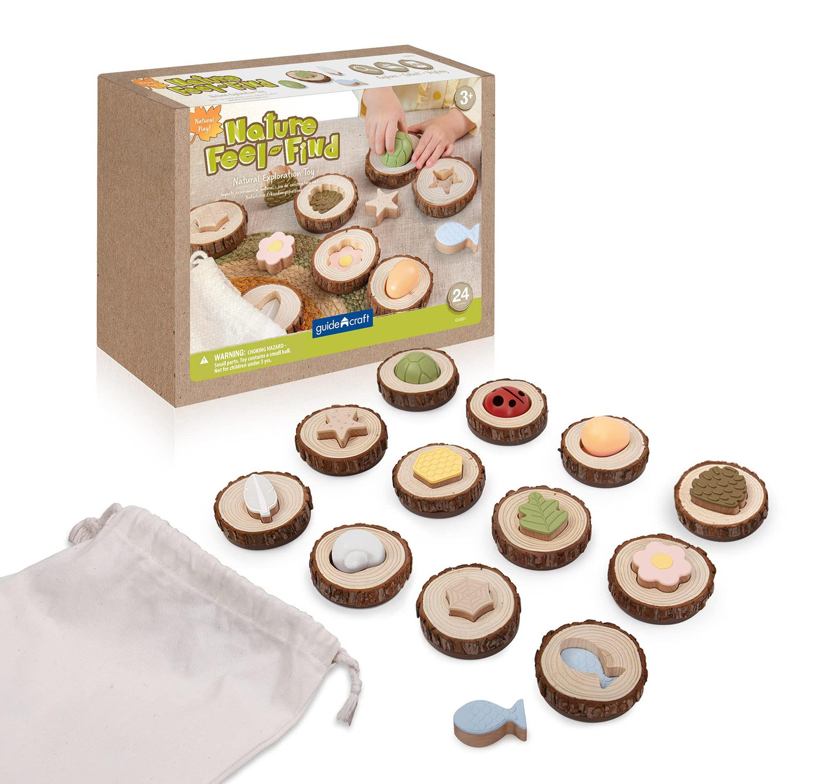 Guidecraft Nature Feel and Find geheugenspel, houten, 24 stuks, meerkleurig (XGC-G506)
