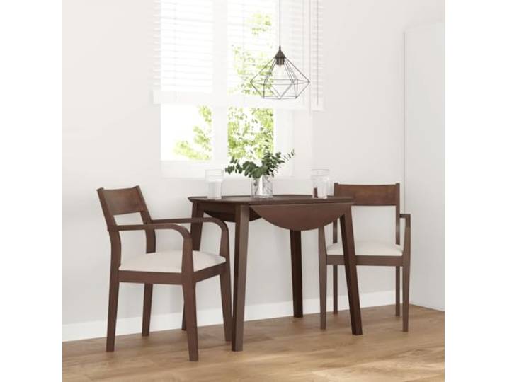 NLQMSU Esszimmerstühle mit Kissen, 2 Stück, Braun, Massivholz, Gummi Ergonomisches Design, massives Gummibaumholz, inklusive Kissen, bequemer Sitz, Esszimmer, Wohnzimmer