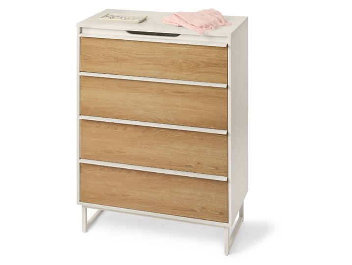 Tchibo - Kommode »Leeg« mit 4 Schubladen und Spiegel - 80x40x107,6cm - hellgrau -