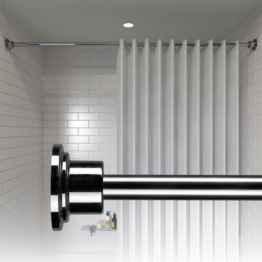 Croydex 90.5cm Adjustable Straight Tension Shower Curtain Rail with Stick 'n' Lock Adhesive Chrome 90.47cm W