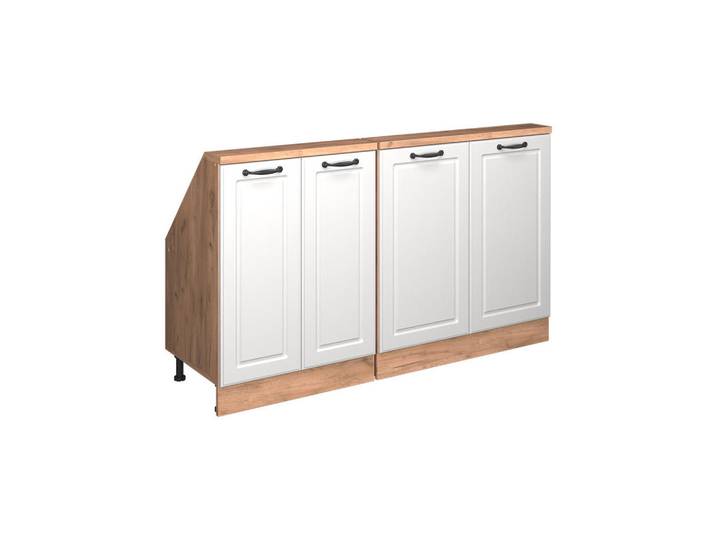 Vicco Dachschrägenschrank-Set Rion Weiß Landhaus 2er Set, Weiß, Eichefarben, Rechteckig, 140x83.8x46 cm, Kleinmöbel, Kommoden, Kommoden