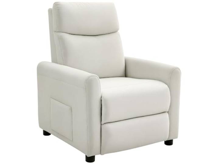 HOMCOM Relaxsessel Fernsehessel mit Liegefunktion Fußstütze Cremeweiß TV Sessel, Taschenfedern, Stoff in Leinenoptik, Ruhesessel für Wohnzimmer