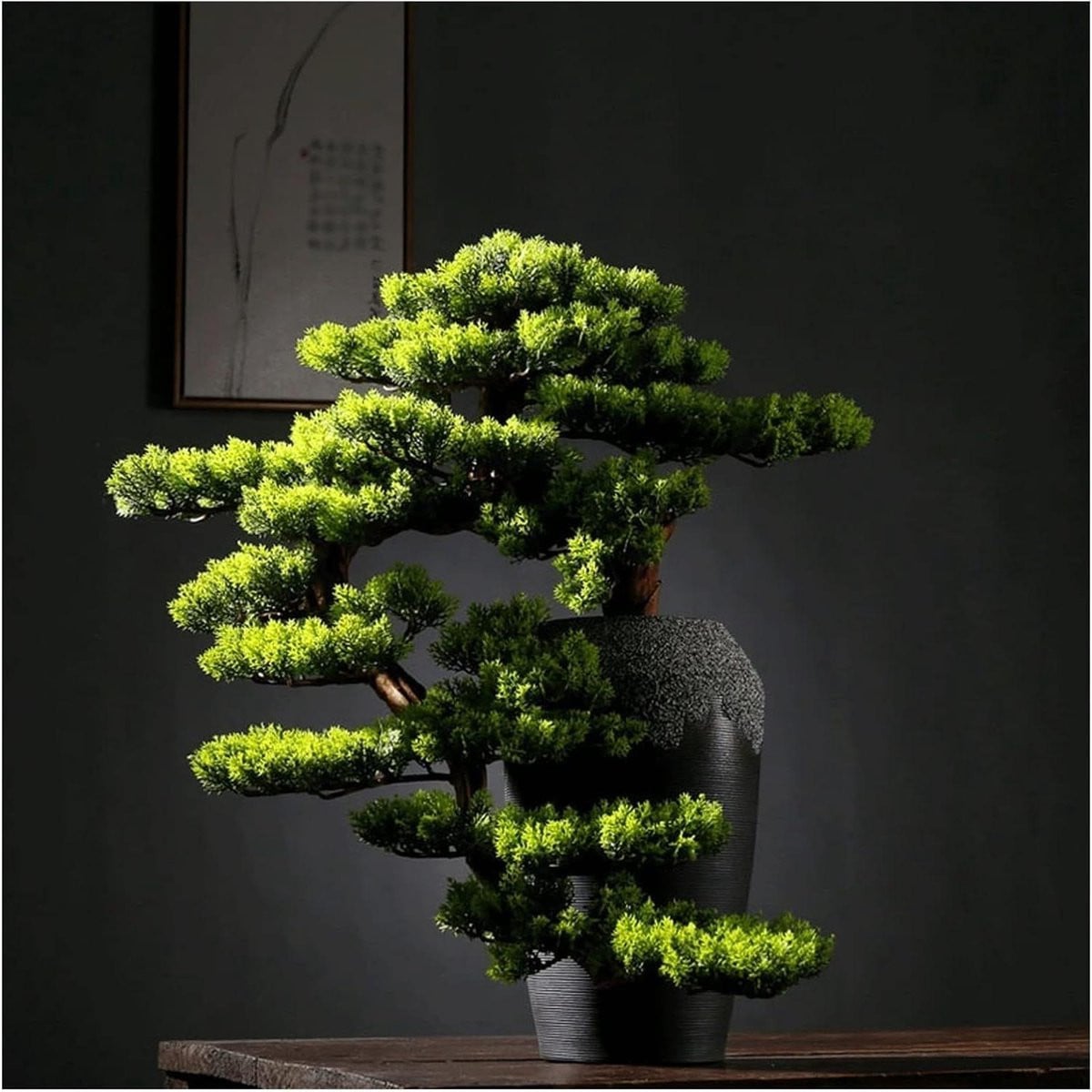 Kunst Bonsaiboom Nep Den Groen - Onderhoudsvrije Binnendecoratie - B/D/H: 60 x 50 cm