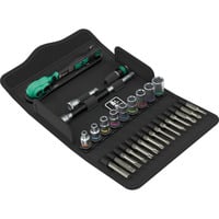 8100 SA 15 Zyklop Comfort Knarrensatz, 1/4", Werkzeug-Set schwarz/grün, 28-teilig, Comfort-Knarre mit Umschalthebel