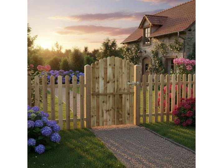 Portail de jardin en pin imprégné 100x150 cm, portillon en bois rustique pour clôture de jardin, barrière en bois résistante