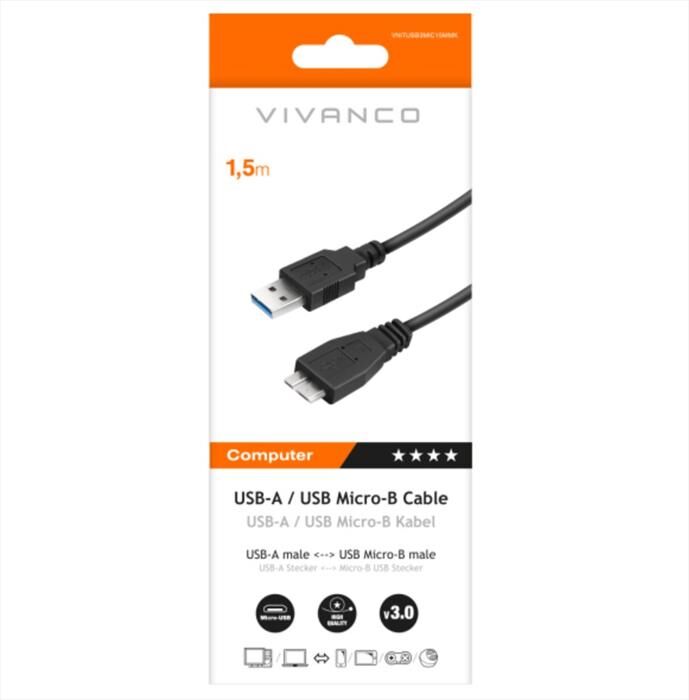 Vivanco Cavo Usb 3.1 Gen1 Tipo A A Tipo Micro B 0,75 M-nero