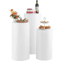 VEVOR Hochzeitsblumenständer, 3-tlg., Zylindersockel (600/750/900 mm hoch), Sockel mit PVC-Deckel, zylindrische Ständer für Hochzeiten, Partys, Geburtstage & Dekorationen, Tragkraft 15 kg