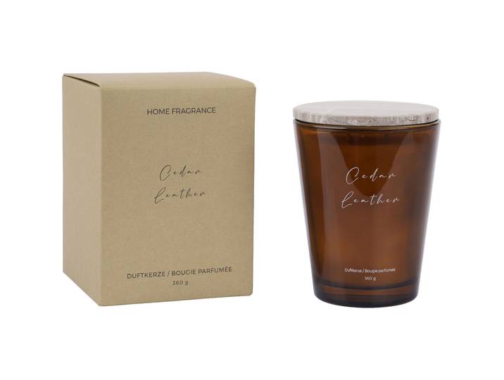 Duftkerze Nathalie Cedar Leather 360g beige - Material: Glas