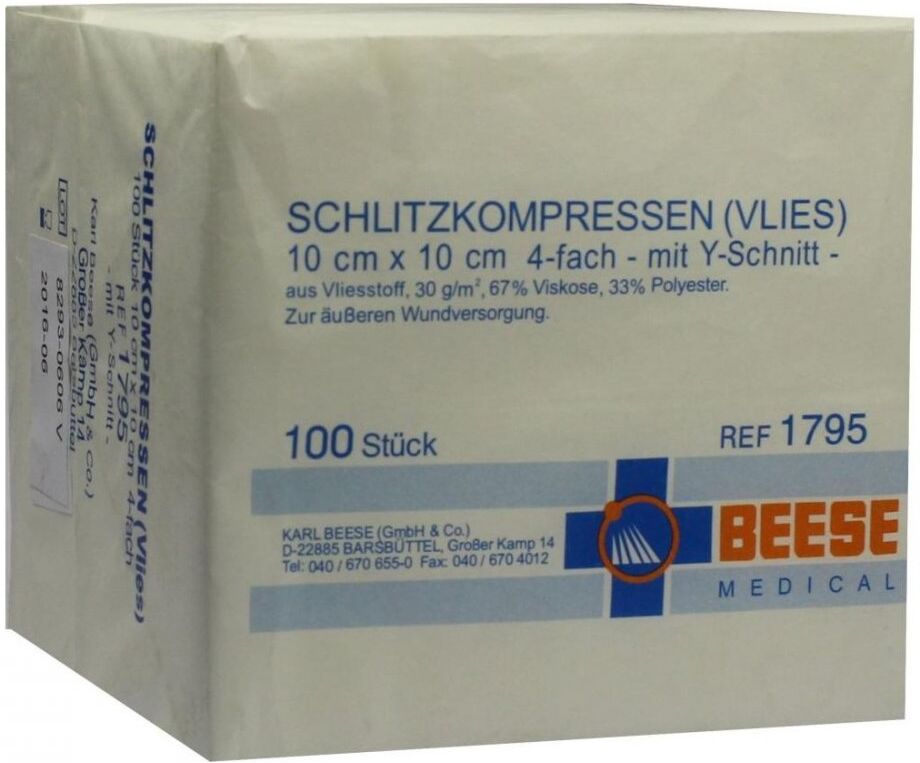 Schlitzkompressen Vlies 10x10cm 4fach unsteril 1795
