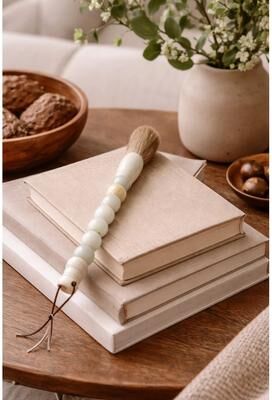 Artissance 12-Inch Long Jade Chinese Calligraphy Brush with Live-Edge Neutral Handle