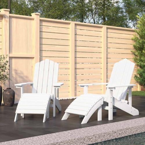 Adirondack-Gartenstühle 2 STK. mit Hockern HDPE weiß,Möbel,GartenMöbel,GartensitzMöbel,Gartenstühle,3095696
