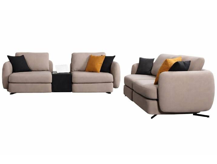 Xlmoebel Polstergarnitur Beige Designer Couchgarnitur 2x Textilsofas für Wohnzimmer, (2-teilig, 3-tlg., Sofa 3 Sitzer), Made in Europa