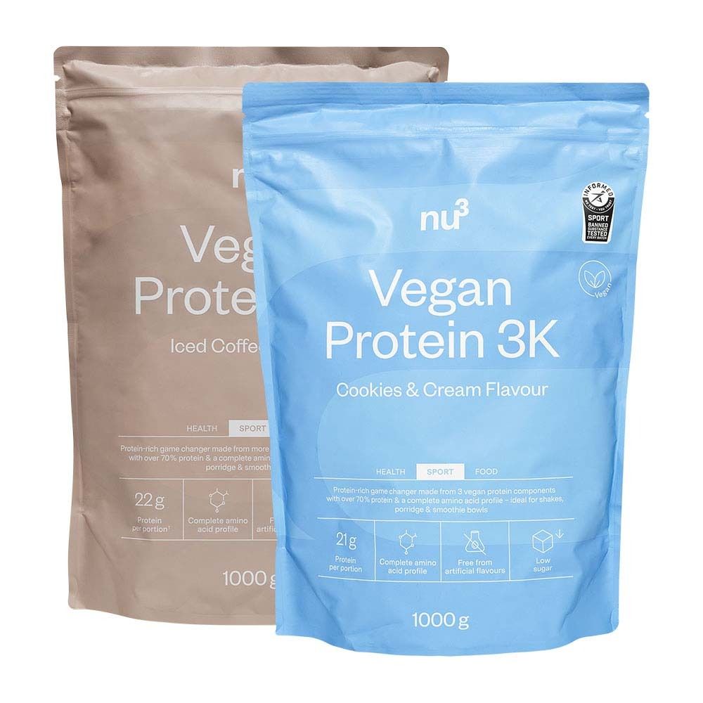 nu3 Vegan Protein 3K Probierpaket Iced Coffee & Cookies-Cream 2x1000 g Pulver