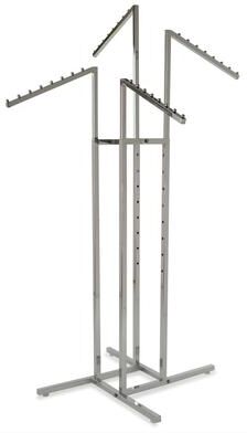 Econoco Heavy Duty Chrome 4 Way Garment Rack with 4 Adjustable Slanted Arms