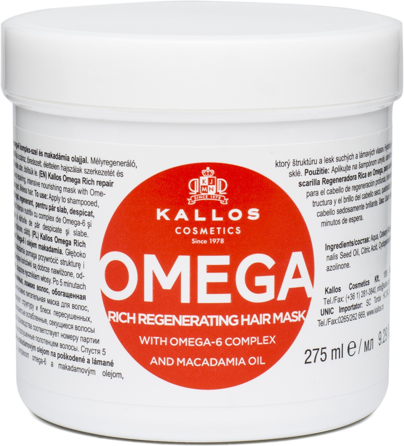 Kallos KJMN Omega Rich Repair Hair Mask 275 ml KA-KJMN2126