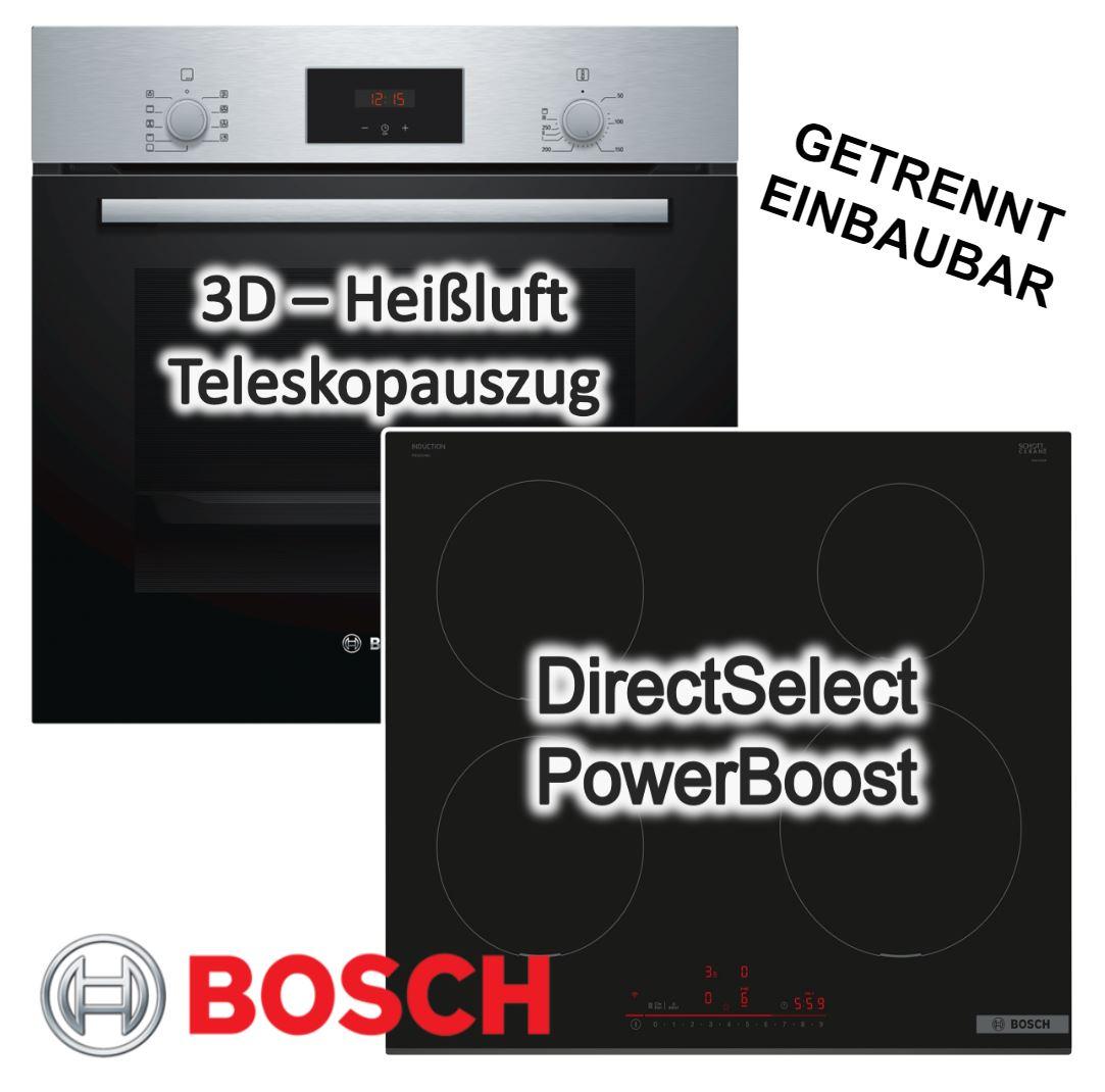 Herdset Bosch Einbau-Backofen Schnellaufheizung + Induktionskochfeld PowerBoost autark 60 cm