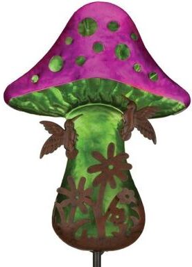 Regal Art & Gift 33 Inch Fantasy Mushroom Solar Stake - Hummingbird