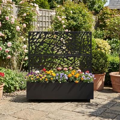 Lumibee Outdoor Metal Pattern Privacy Fence Screen Planter Box