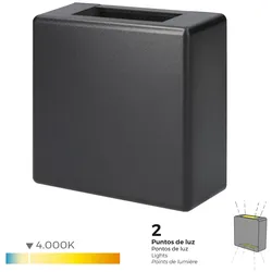 Wandleuchte Led 3W 85Lm 4000K Tageslicht Ip65 12X12X5Cm Quadratisch 2 Projektionen Edm