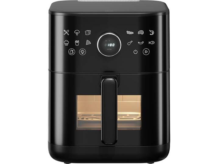 ZWILLING Air Fryer Pro 6 L, Heißluftfritteuse, 12 Programme, Infrarot-Heizung, Wasser-Sprühfunktion, 1800 Watt, antihaftbeschichtete Keramik, Frittieren, Garen und Backen ohne fett, schwarz