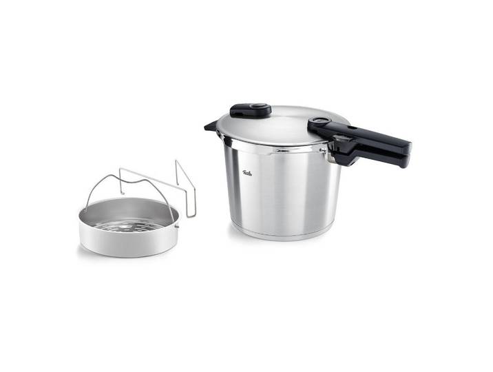 Schnellkochtopf, Silber, 6,0 L, Metall, Druckregelventil & Sicherheitsventil, Fissler