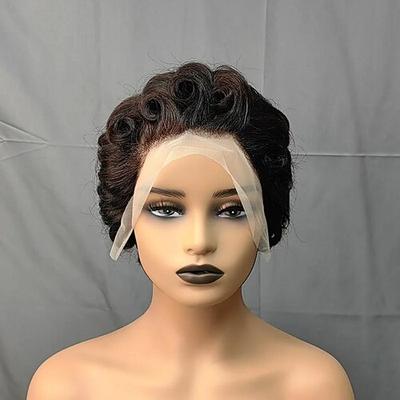 13x4 Pixie-Cut-Perücke, Echthaar, gebleichte Knoten, Spitze vorne, Pixie-Perücke mit Babyhaar, lockiger Bob, kurze Pixie-Cut-Spitzenperücke
