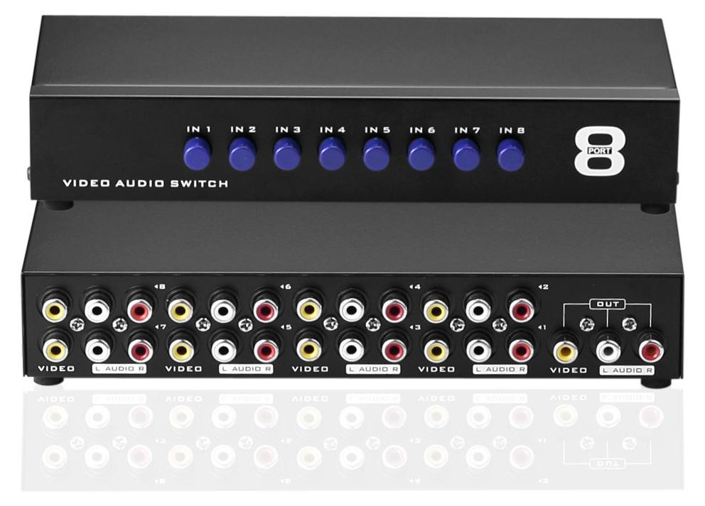 Selius 8-weg AV-schakelaar 8 in 1 Out Audio Video L/R RCA Keuzeschakelaar