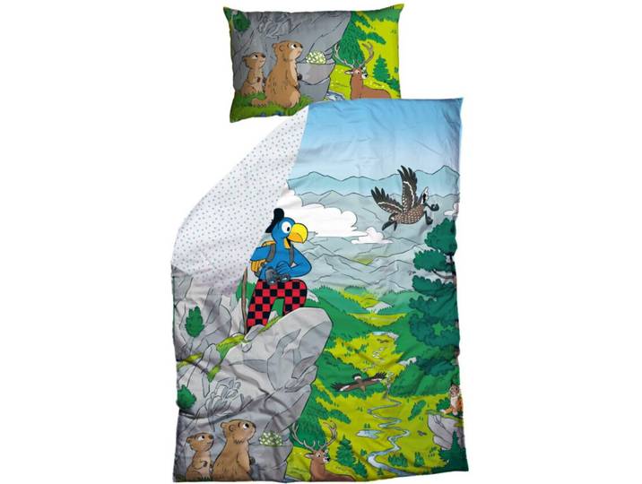 Bettwäschegarnitur Globi multicolor Baumwolle 160 x 210 65 x 100 cm