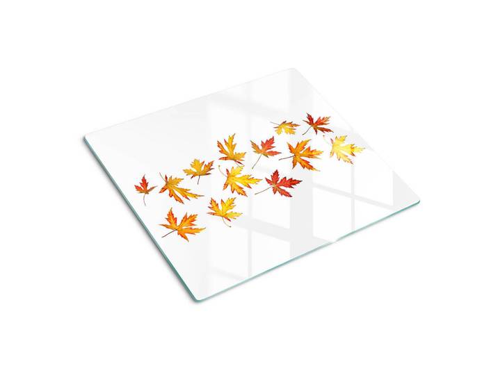 Tulup Glasplatte 60x52 cm Herbstblätter, Gelb, Glas, 60x0.4x52 cm, Küchen, Küchenelektrogeräte, Herde, Herdabdeckplatten